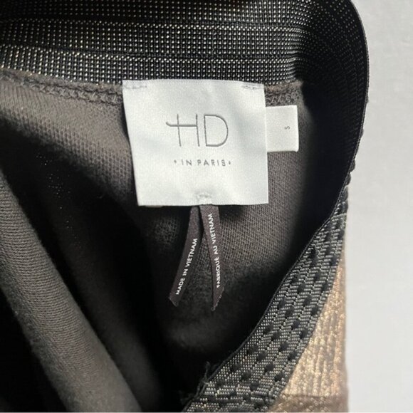 HD In Paris Anthropologie Metallic Gold Bronze Asymmetrical Hem Skirt Size S - Picture 4 of 7